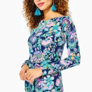 Lilly Pulitzer Aleah Long Seeved Top in High Tide Navy She's Got Sol XL